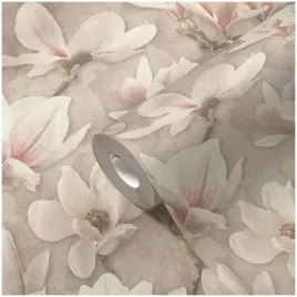 tapeta-magnolie-rozowe-tlo-bezowe-do-sypialni-salonu-zmywalna-na-flizelinie