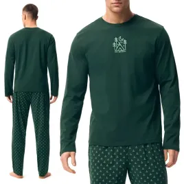 henderson-pizama-meska-komplet-pizamowy-dlugi-100percent-bawelna-zielony-xxl