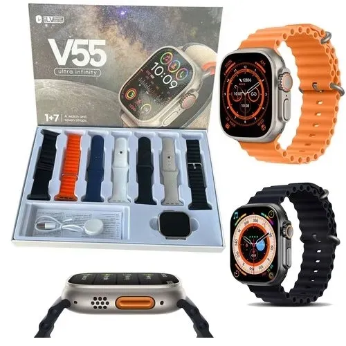 ZEGAREK SMARTWATCH V55 ULTRA INFINITI + 7 PASKÓW PULS ROZMOWY SMS GPS GRY