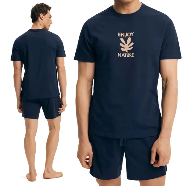 HENDERSON Piżama Męska Komplet Koszulka + Spodenki 100% BAWEŁNA - 3XL