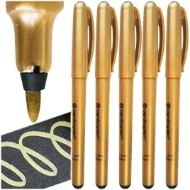 marker-pisak-flamaster-permanentny-niezmywalny-zloty-1mm-centropen-5-szt
