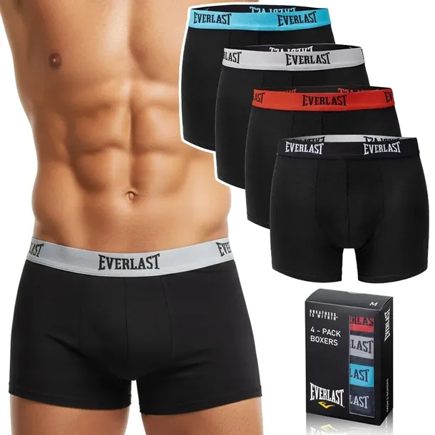Bokserki Męskie Sportowe 4-PAK Dopasowane Bawełniane Szorty EVERLAST - XL