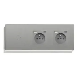 wlacznik-dotykowy-pojedynczy-2-gniazdka-z-ladowarka-usb-c-szklany