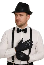 stroj-disco-czarny-kapelusz-cekinowy-szelki-muszka-mucha-rekawiczki