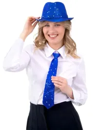 chabrowy-kapelusz-cekinowy-fedora-krawat-cekin-disco-kobalt