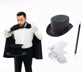 stroj-magika-czarodzieja-maga-cylinder-biale-rekawiczki-rozdzka-peleryna