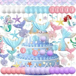 dekoracja-na-tort-topper-syrena-syrenka-kule-duzy-zestaw-41el