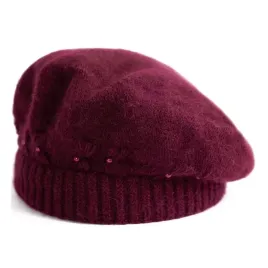 beret-damski-z-angory-bordowy-koraliki-elegancki-ocieplany-zimowy