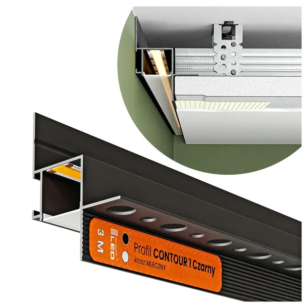 Profil LED Cieniowy Dystansowy Przyścienny Aluminiowy Płyt GK WPUST 3 metry