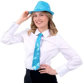 blekitny-kapelusz-cekinowy-fedora-krawat-jasny-niebieski-cekin-disco