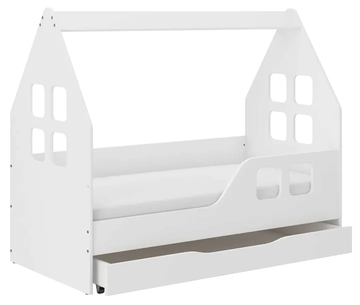 Łóżko dziecięce DOMEK z SZUFLADĄ 140x70 + materac Białe lub Sonoma