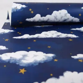tapeta-niebo-noca-dla-dzieci-chmurki-gwiazdki-papierowa