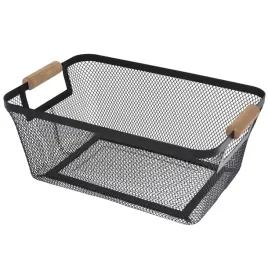 koszyk-do-przechowywania-metalowy-czarny-drewniane-uchwyty-355x23x16cm
