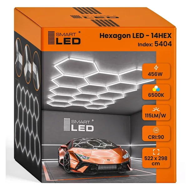 Lampa LED Hexagon Sufitowa 522x298 cm Panel Oświetlenie Do Garaż Warsztat