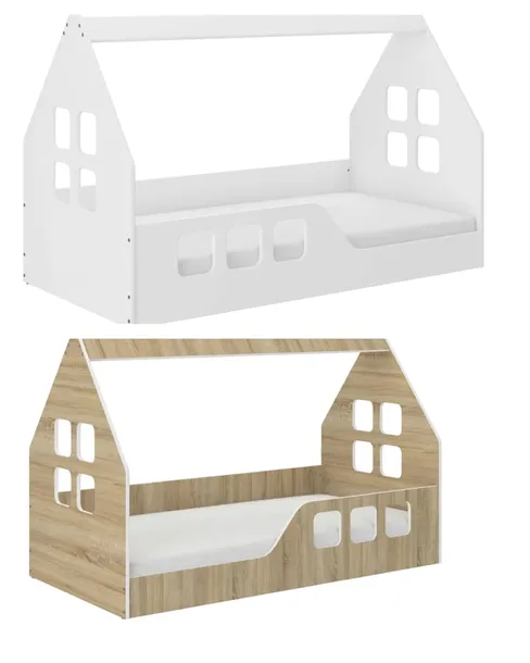 Łóżko dziecięce Niski DOMEK 160x80 Montessori BIAŁY lub SONOMA