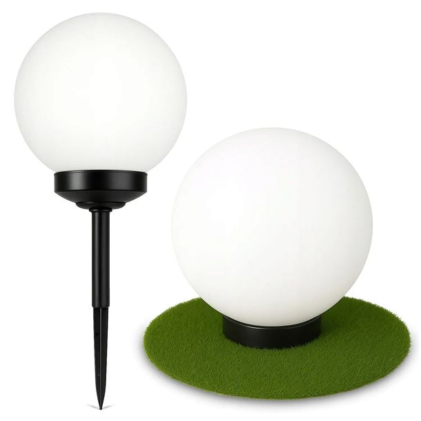 Lampa Solarna Ogrodowa LED Słupek Wbijana Czujnik Zmierzchu Ogród 25cm Kula