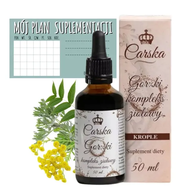 Gorzki Carski Kompleks Ziołowy Naturalny Piołun Wrotycz Orzech Włoski 50 ml