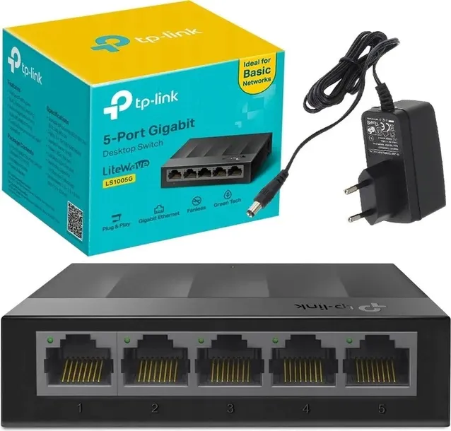 przelacznik-switch-tp-link-litewave-ls1005g-5x100-1000-stan-nowy-liczba-portow-lan-rj-45-5
