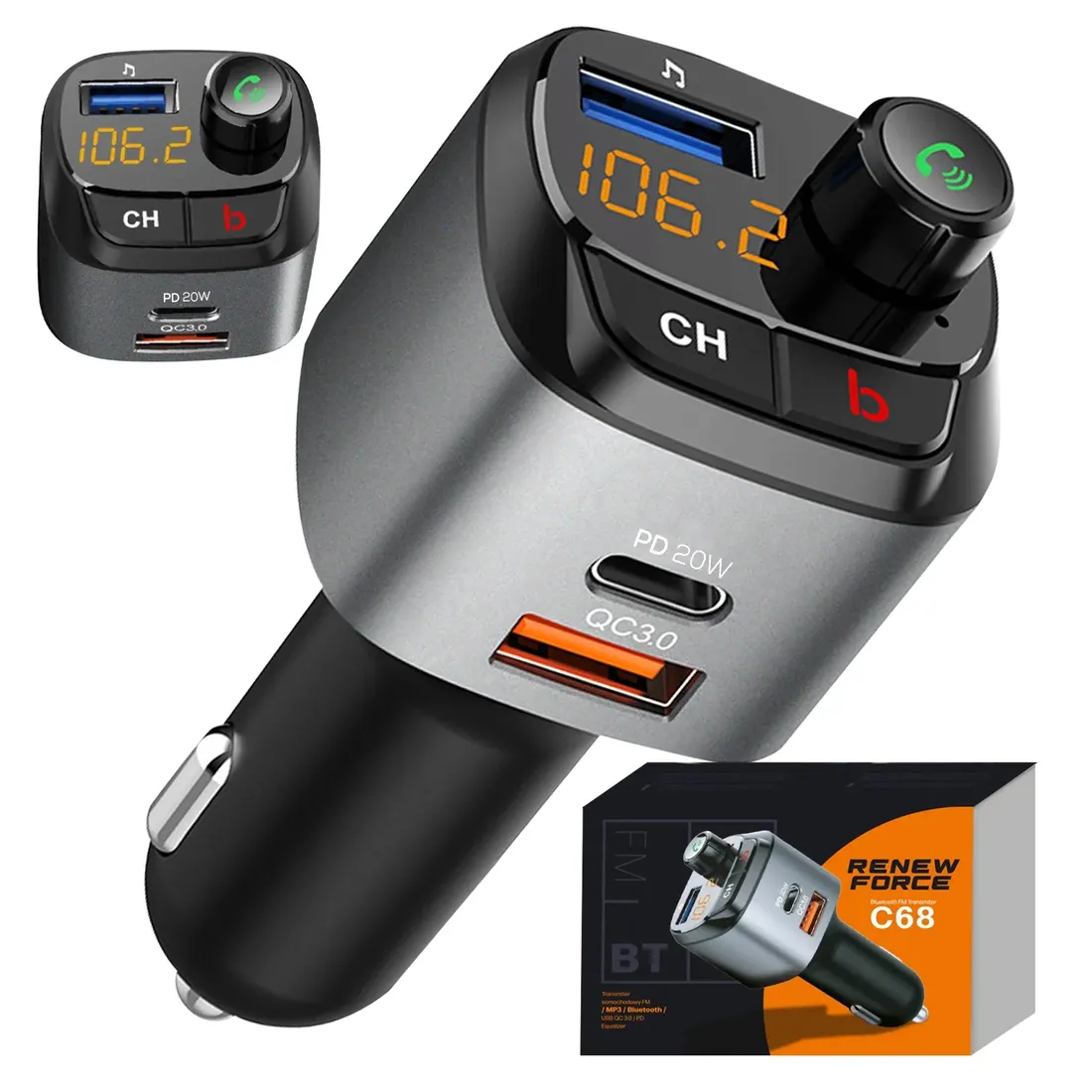 transmiter-samochodowy-renew-force-z-ladowarka-usb-36w-i-bluetooth