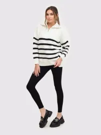 ax-paris-sweter-damski-bialy-klasyczny-do-bioder-rozmiar-m-l