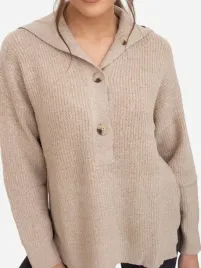 ax-paris-sweter-damski-bezowy-klasyczny-do-bioder-rozmiar-m-l