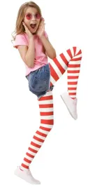 rajstopy-bialo-czerwone-paski-elf-skrzat-6-10-lat-dzieciece