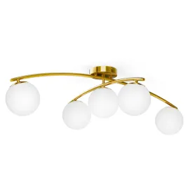 zlota-lampa-sufitowa-wiszaca-led-5x-g9-zyrandol-biale-kule-szklane-salon