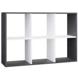 funkcjonalny-regal-antracyt-bialy-6-polek-na-ksiazki-110x75x30-cm