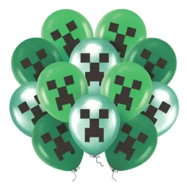 balon-minecraft-urodziny-creeper-potworki-zielone-piksele-zestaw-12szt