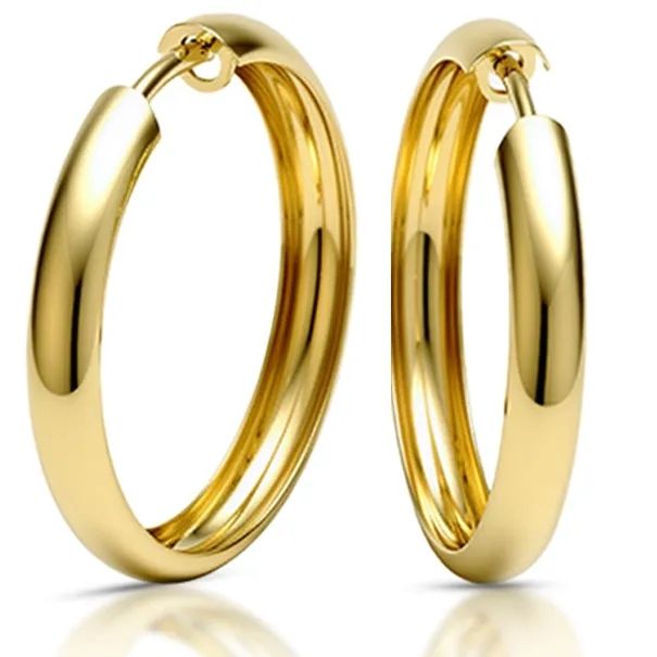 Złote kolczyki koła 585 32mm kółka 14K rynna R05
