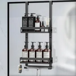 polka-prysznicowa-na-kosmetyki-zawieszana-organizer-2-poziomowy-czarna