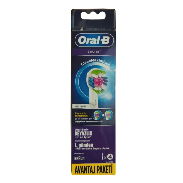Oryginalne Końcówki do szczoteczki Braun Oral-B 3D White - 4 szt
