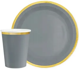 zestaw-jednorazowe-kubki-talerzyki-szare-z-zlotym-paskiem-12szt