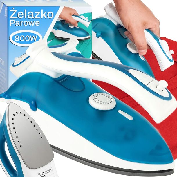 MAŁE ŻELAZKO PAROWE DO UBRAŃ TURYSTYCZNE MINI SKŁADNAE 800W 80ML LEKKIE