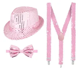 zestaw-pudrowy-roz-kapelusz-cekinowy-muszka-szelki-cekin-jasny-rozowy