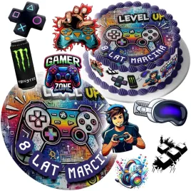 mega-zestaw-oplatek-na-tort-gaming-gamer-dla-gracza-8szt-postaci-tekst