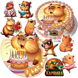 mega-zestaw-oplatek-na-tort-kapibara-capybara-8szt-postaci-tekst
