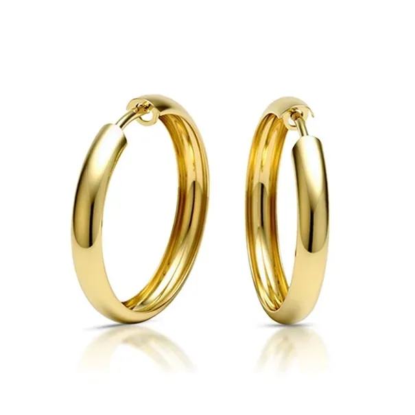 Złote kolczyki koła 585 18mm kółka 14K rynna R02