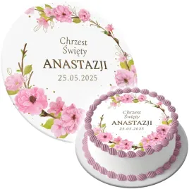 oplatek-na-tort-chrzest-swiety-rozowe-kwiaty-tekst-twoj-napis