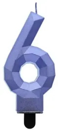swieczka-urodzinowa-cyfra-6-szesc-diament-piksele-ciemnoniebieski-tort