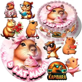 mega-zestaw-oplatek-na-tort-kapibara-capybara-8szt-postaci-tekst