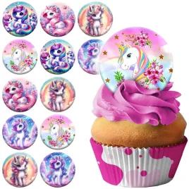oplatek-na-tort-babeczki-muffinki-jednorozec-unicorn-koniki-zestaw-12szt