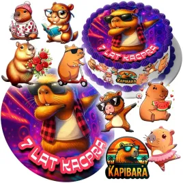 mega-zestaw-oplatek-na-tort-kapibara-capybara-8szt-postaci-tekst