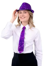 fioletowy-kapelusz-cekinowy-fedora-krawat-cekin-disco-karnawal