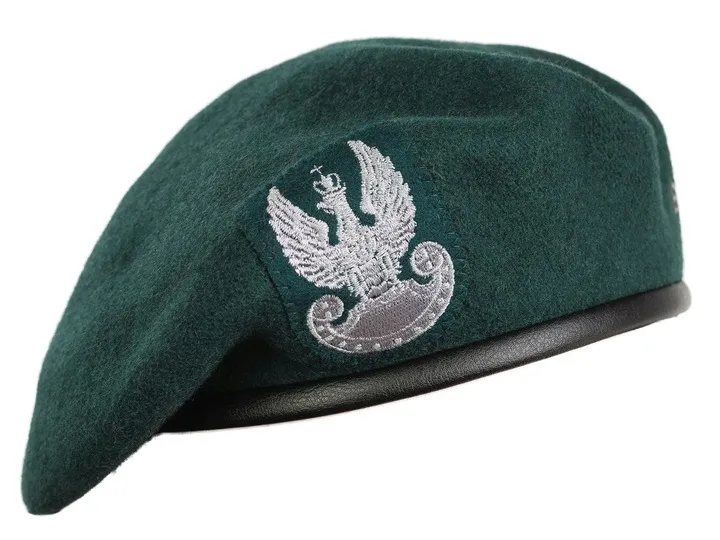 Beret Wojskowy Tłoczony WP Polski z Orłem - Wojsk Lądowych Zielony rozm. 56