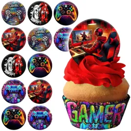 oplatek-na-tort-babeczki-muffinki-gaming-dla-gracza-urodziny-zestaw-12szt