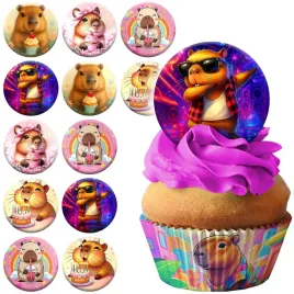 oplatek-na-tort-babeczki-muffinki-kapibara-capybara-urodziny-zestaw-12szt