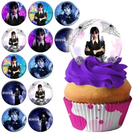 oplatek-na-tort-babeczki-muffinki-wednesday-addams-zestaw-12szt