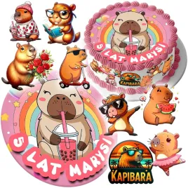 mega-zestaw-oplatek-na-tort-kapibara-capybara-8szt-postaci-tekst
