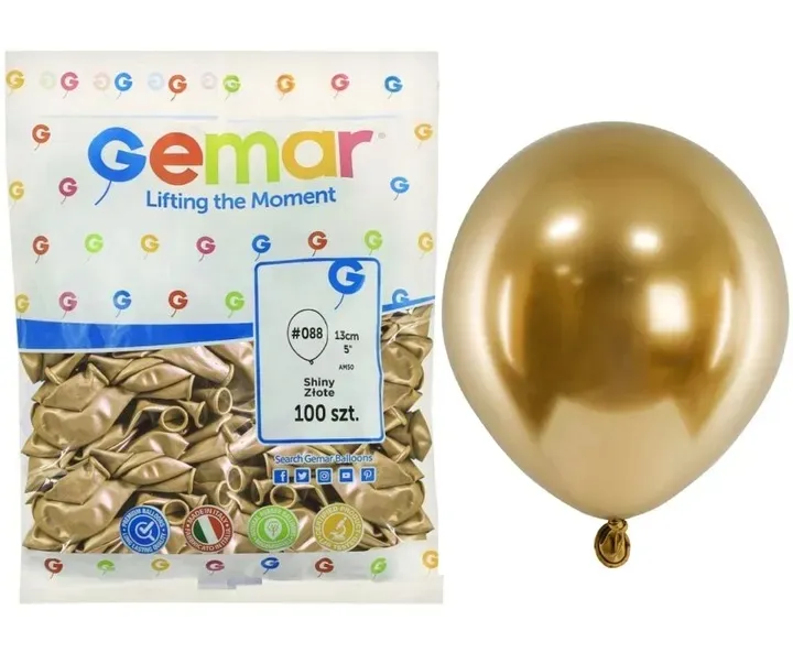 BALONY SHINY ZŁOTE #088 GEMAR LATEKSOWE 5 CALI AB50 13CM 100SZT
